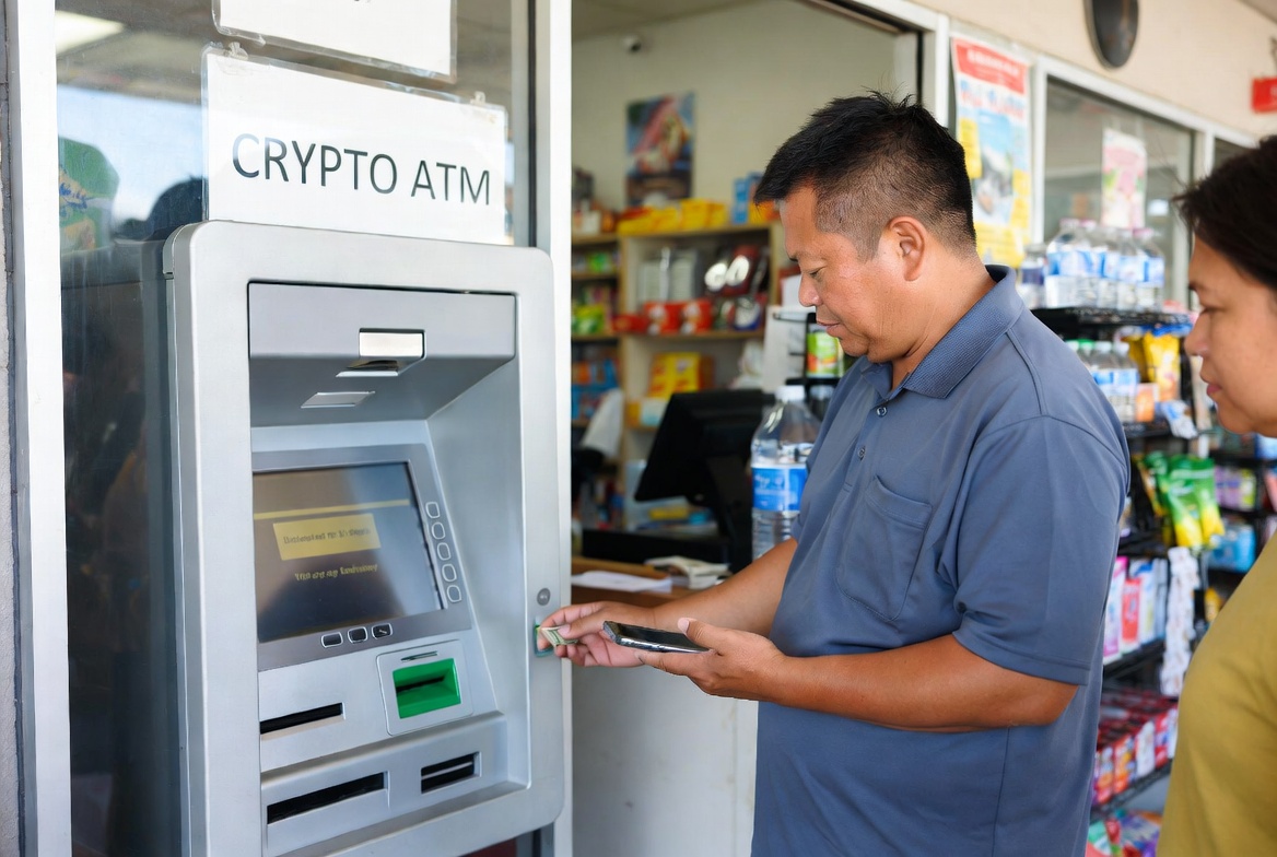 Hawaii resident pauses before using a cryptocurrency kiosk after receiving a suspicious payment request.